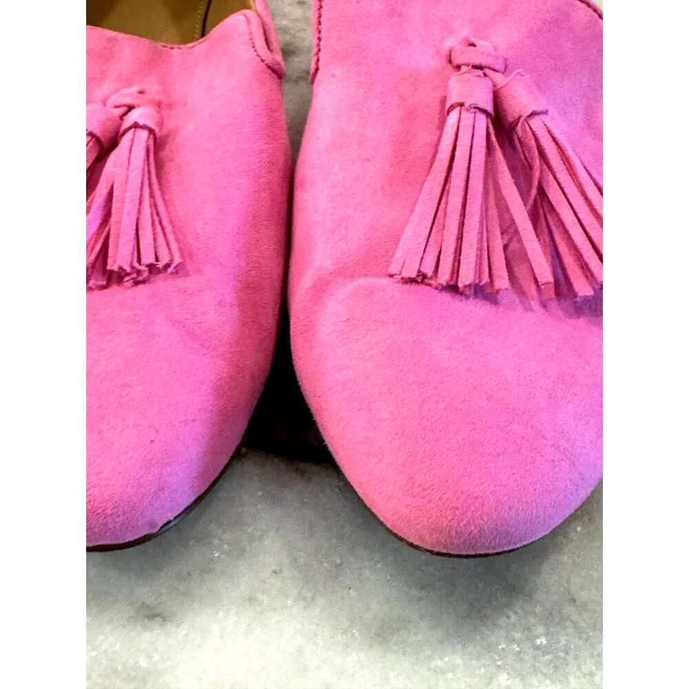 J. Crew Bright Pink Suede Loafers w/ Tassels EUC Size 9.5 / classic / preppy / - Picture 3 of 11